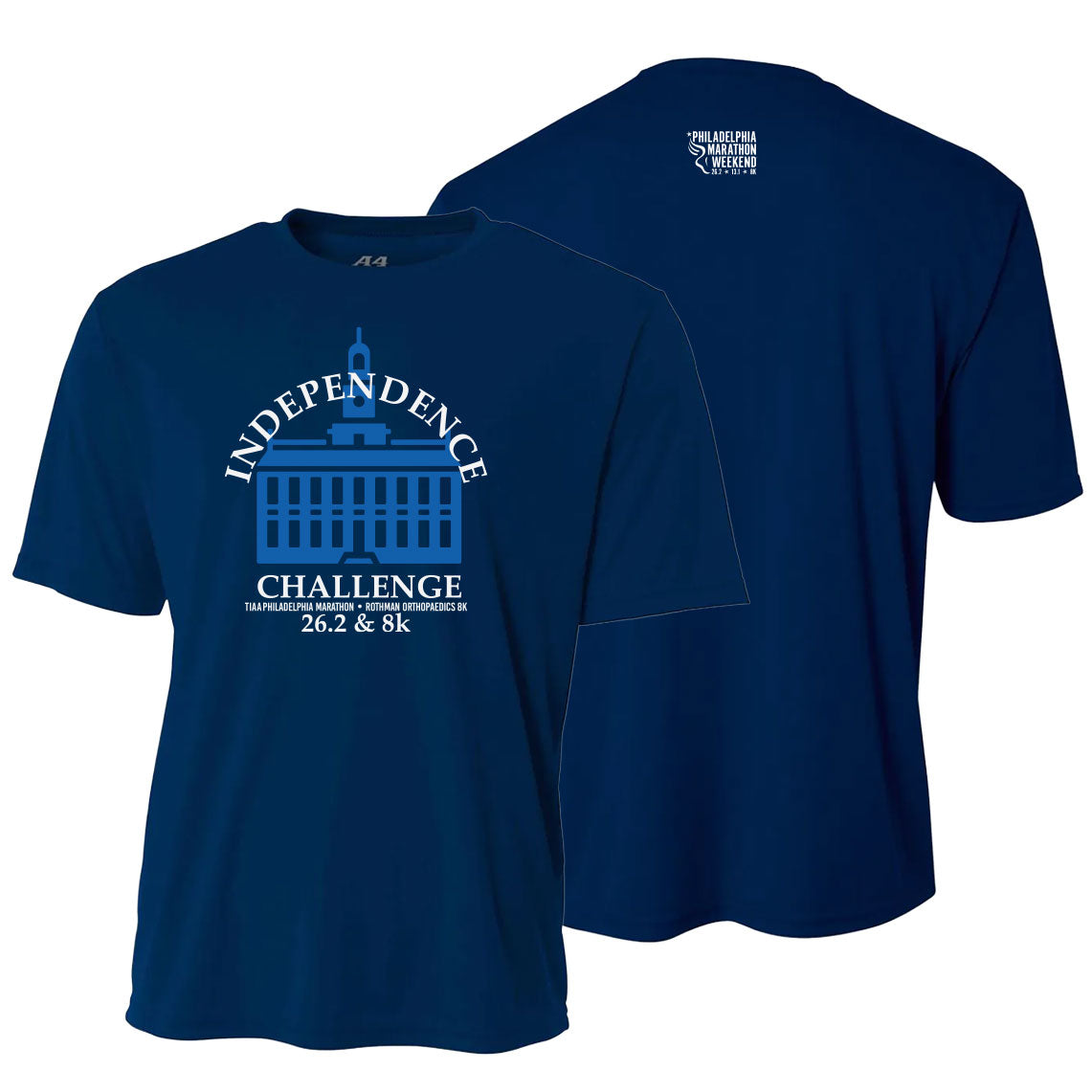 Philadelphia Marathon 2026-27 "Independence Challenge" Special - 26.2 & 8K - SS Tech Tee - Navy