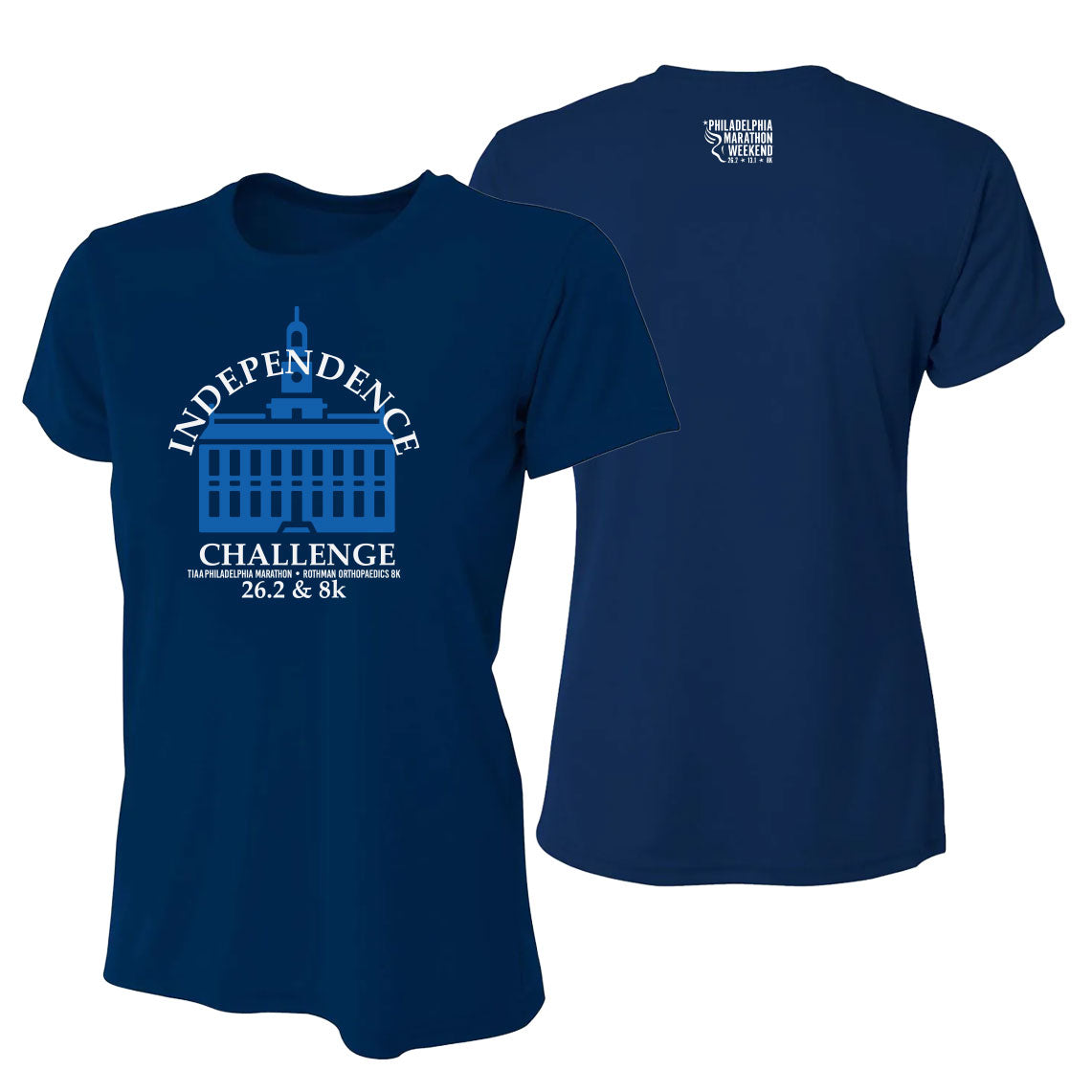 Philadelphia Marathon 2026-27 "Independence Challenge" Special - 26.2 & 8K - SS Tech  Tee - Navy