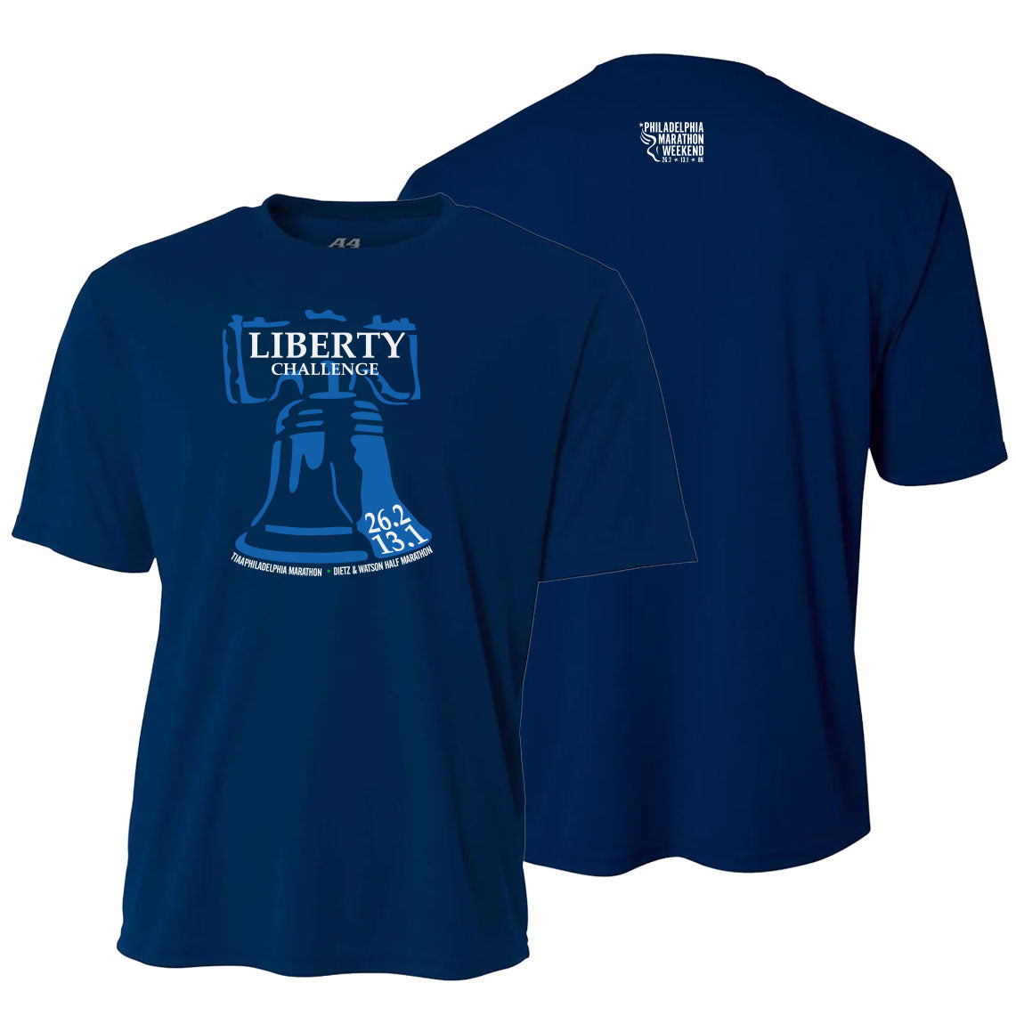 Philadelphia Marathon 2026-27 "Liberty Challenge" Special - 26.2 & 13.1 - SS Tech Tee - Navy