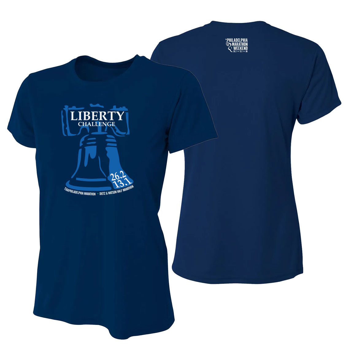 Philadelphia Marathon 2026-27 "Liberty Challenge" Special - 26.2 & 13.1 - SS  Tech Tee - Navy