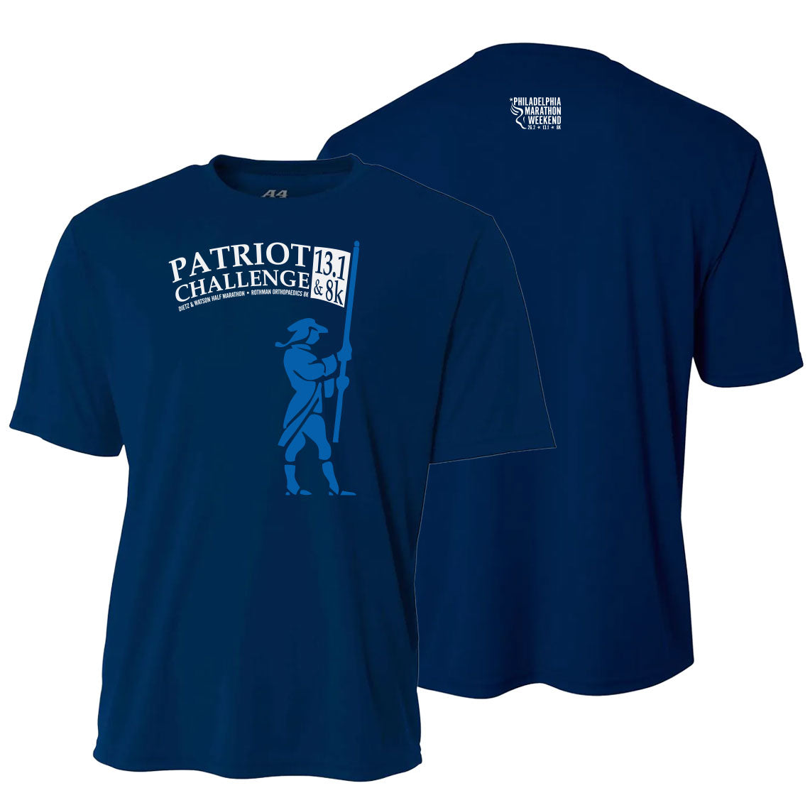 Philadelphia Marathon 2026-27 "Patriot Challenge" Special - 13.1 & 8K - SS Tech Tee - Navy