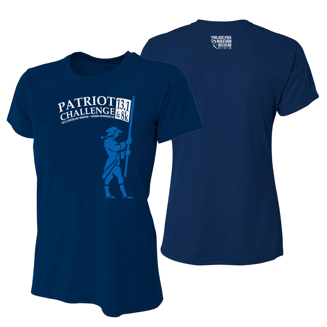 Philadelphia Marathon 2026-27 "Patriot Challenge" Special - 13.1 & 8K - SS  Tech Tee - Navy