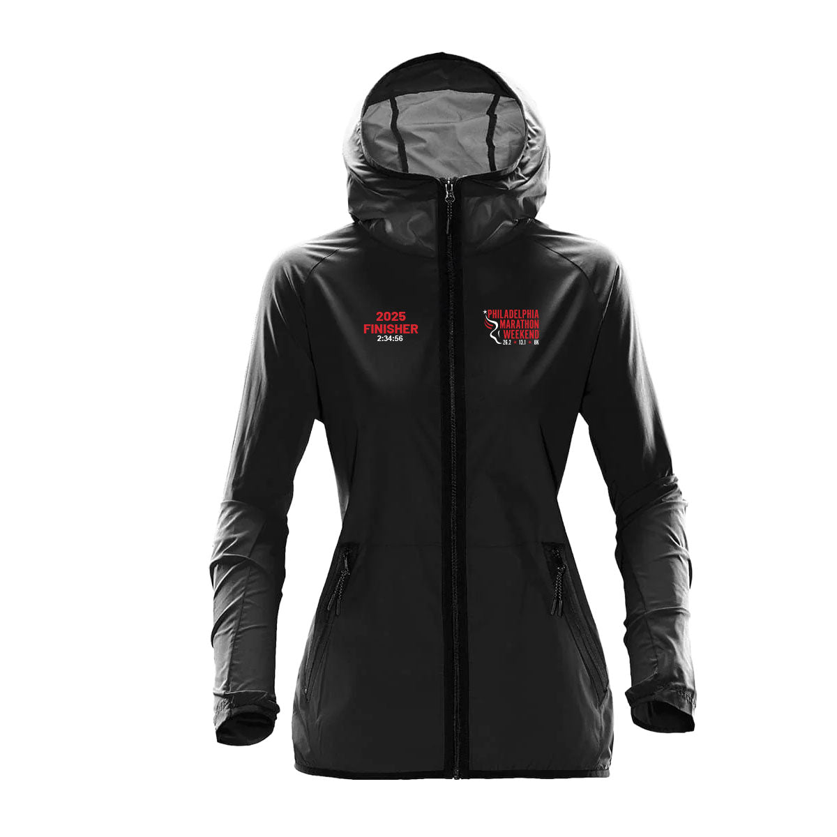 Philadelphia Marathon Weekend AACR 2025 Custom Finisher Embroidery design. Adult Ozone Hooded Shell .