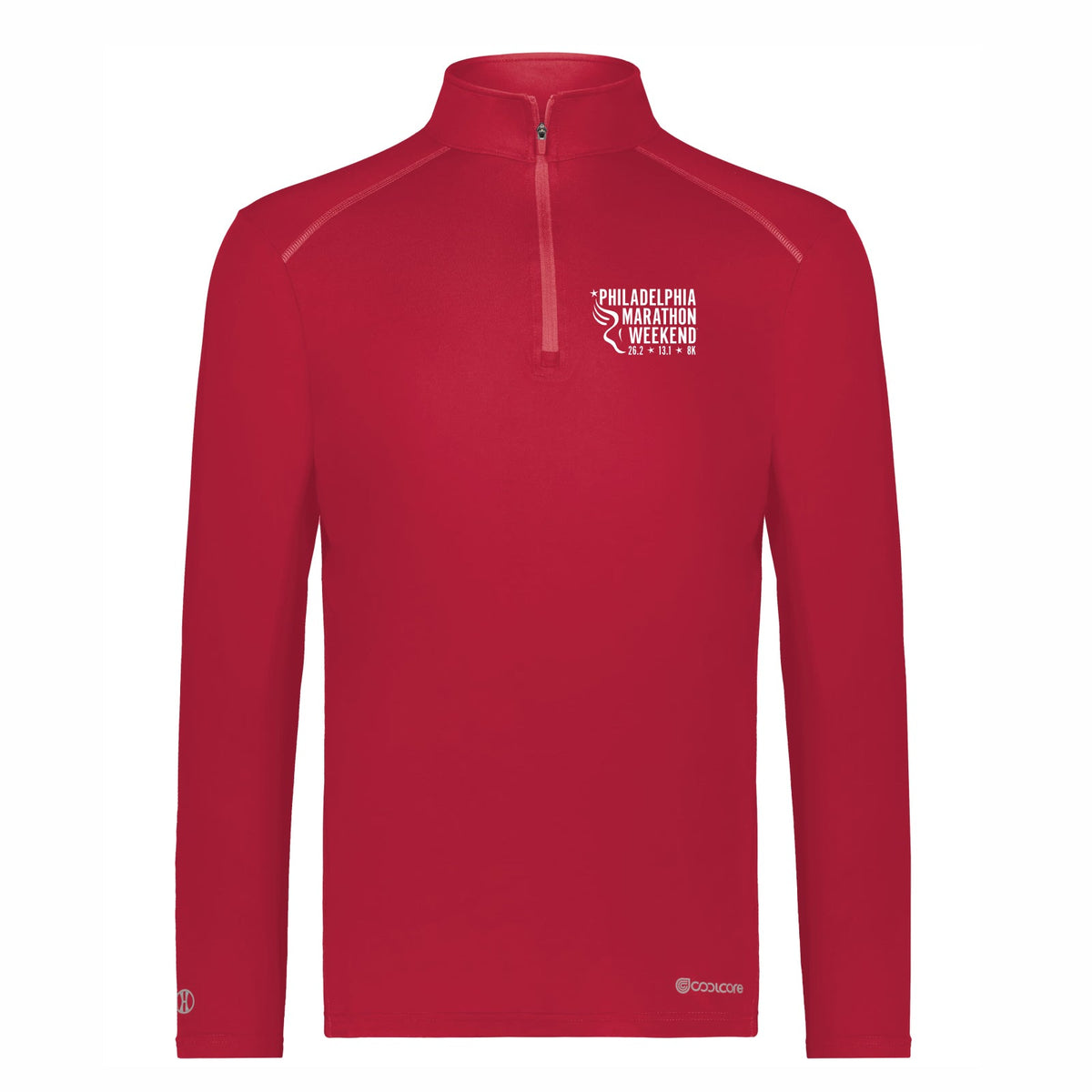 Adult UPF50 1/4 Zip -Scarlet- PMW Embroidery