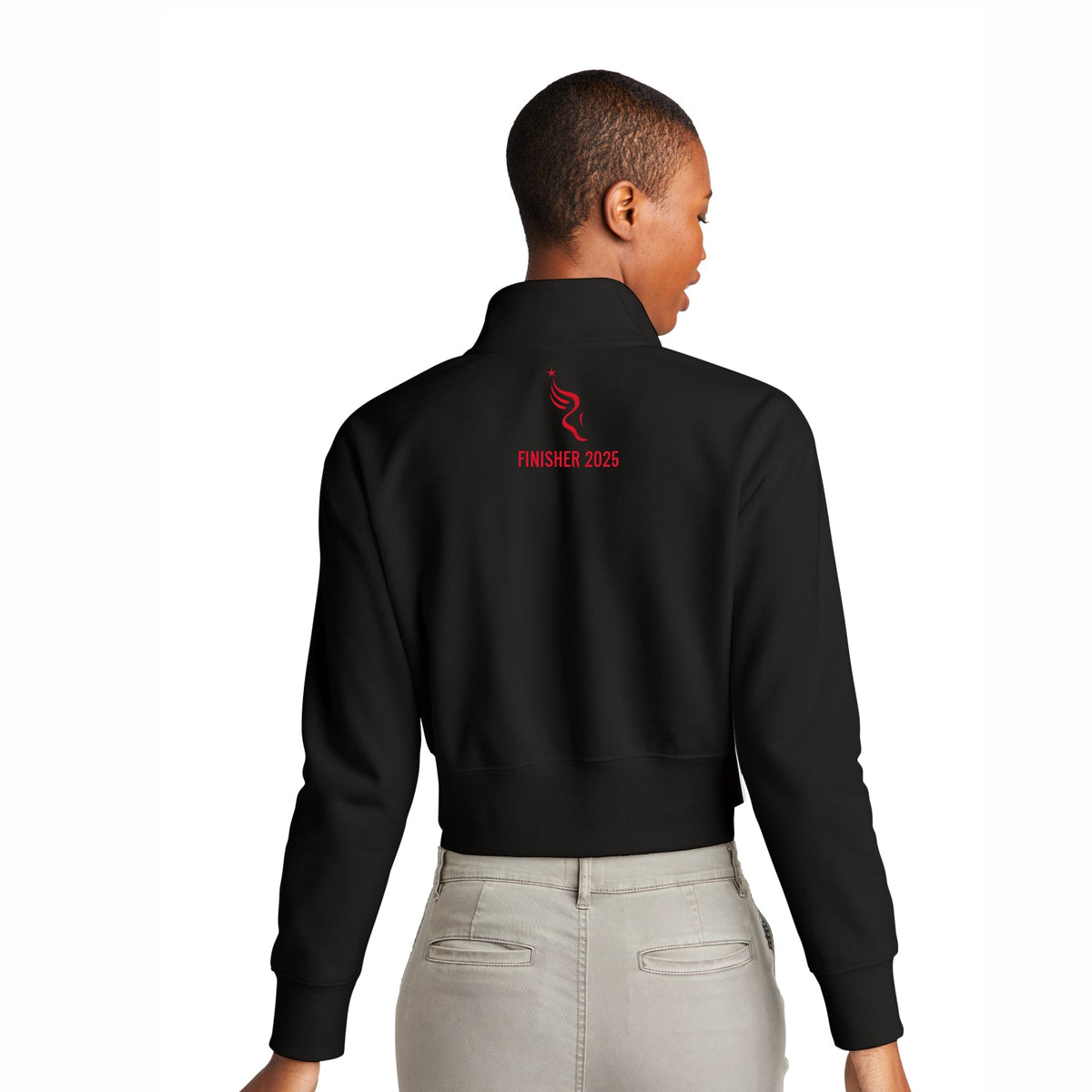 Fitted Crop Fleece 1/2 Zip -Black- AACR 2025 Finisher Embr.
