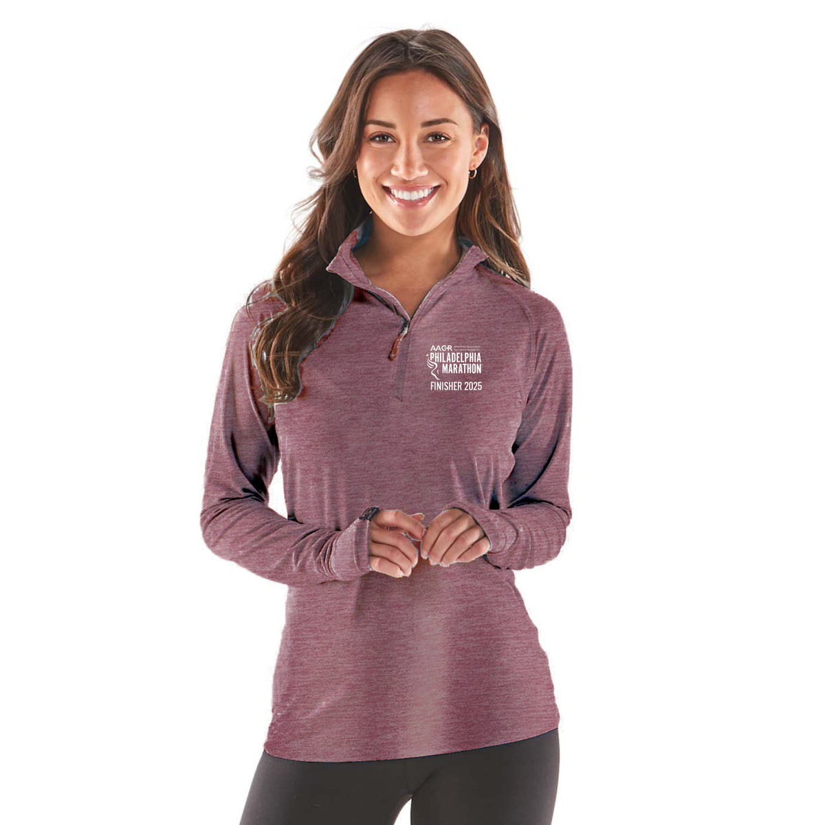Fitted Sueded Eco 1/4 Zip -Rosewood- AACR 2025 Finisher Embr.