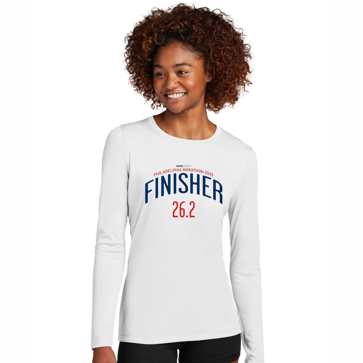 Fitted LS Tech Tee -White- 26.2 2025 Finisher