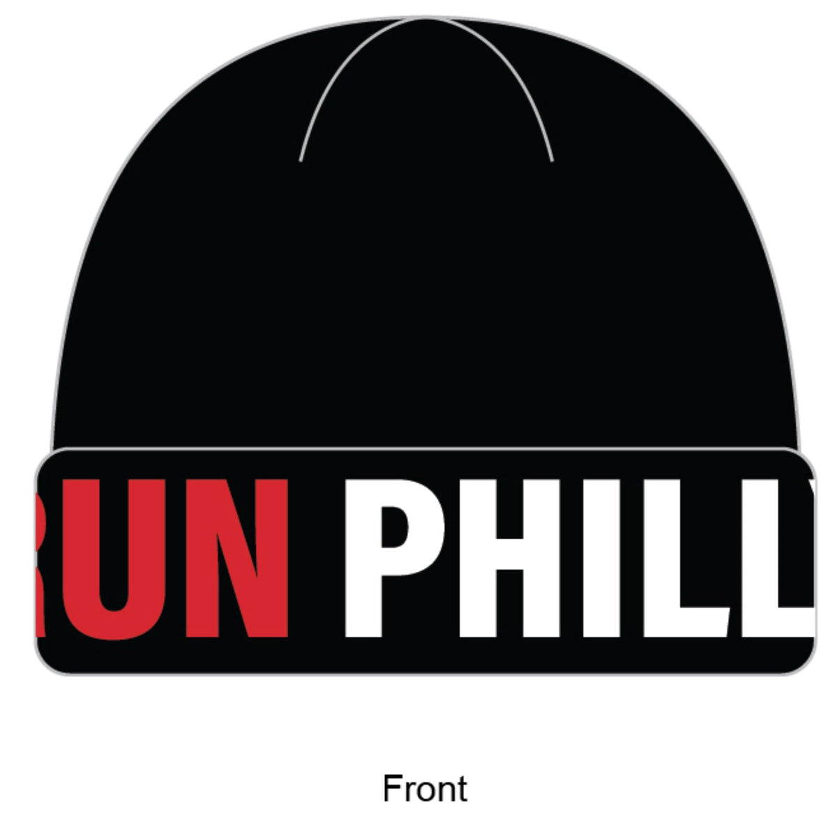 Beanie -Black Knit Cuffed- Run Philly