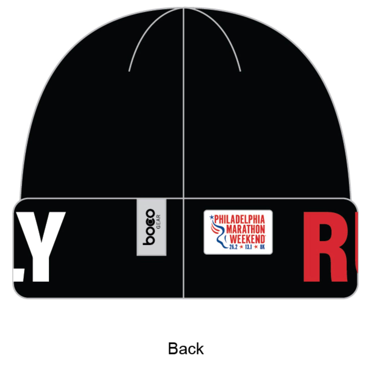 Beanie -Black Knit Cuffed- Run Philly