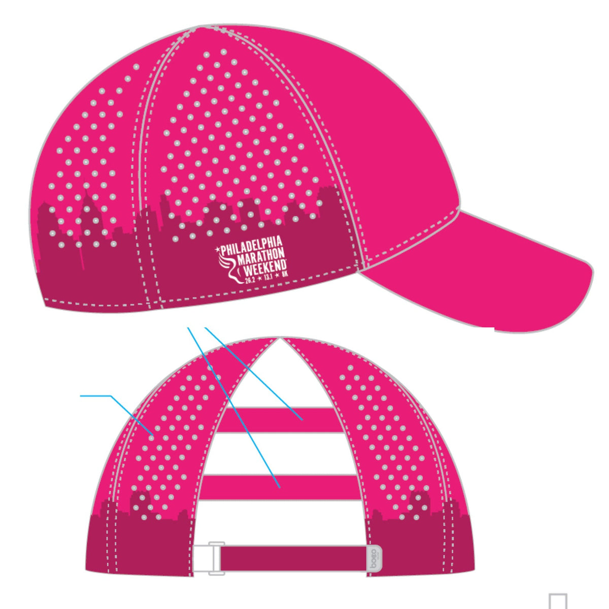 Cap -Hot Pink Ponytail Laser-Cut Tech- Run Philly