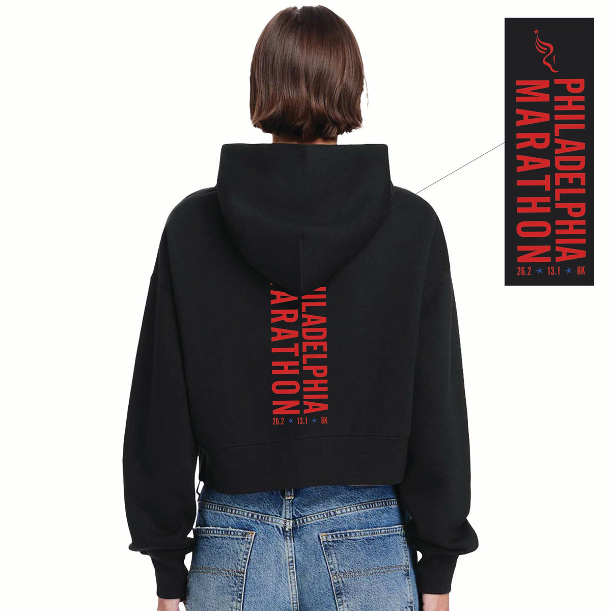 Fitted Fleece Crop Zip Hoody -Black- PMW Big Logo
