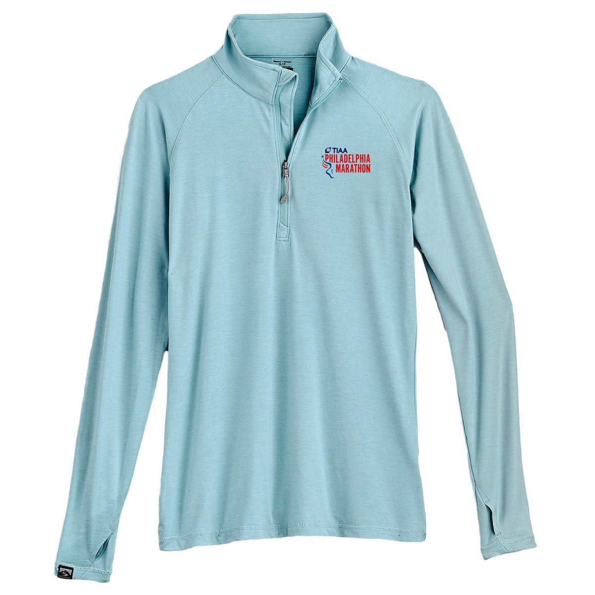 Fitted Sueded Eco 1/4 Zip -Glacier Blue- Embroidery