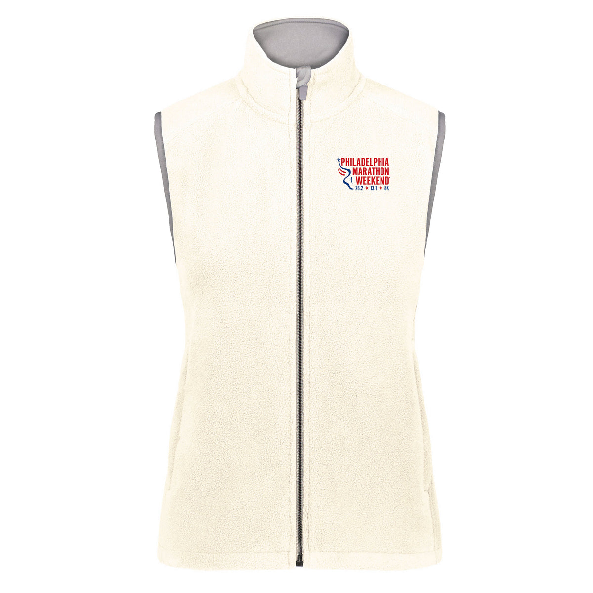 Fitted Fleece Zip Vest -Oyster- PMW Embroidery