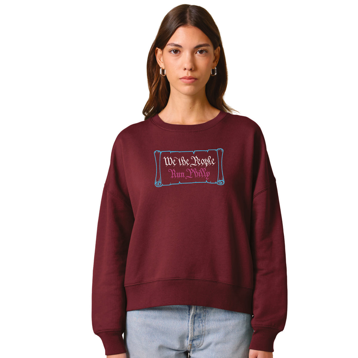 Fitted Eco Fleece Crew -Burgundy- PMW We The People