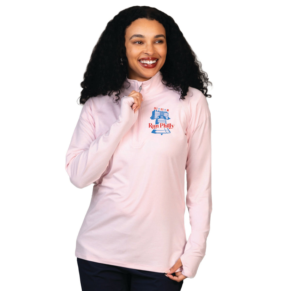 Fitted Sueded Eco 1/4 Zip -Pale Pink- PMW LCP