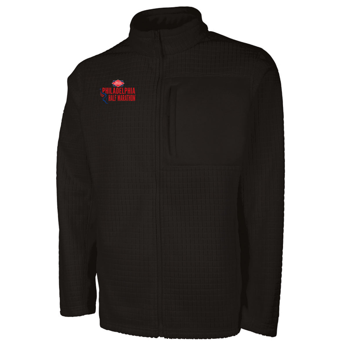 Adult Textured Zip Jacket -Black- D&W Embroidery