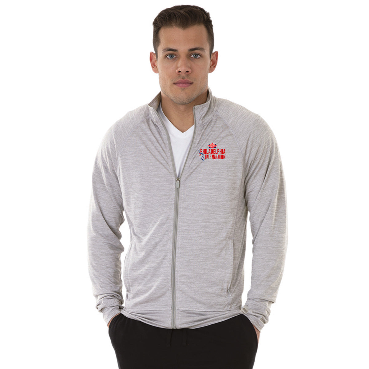 Adult Tech Zip Jacket -Grey- D&W Embroidery