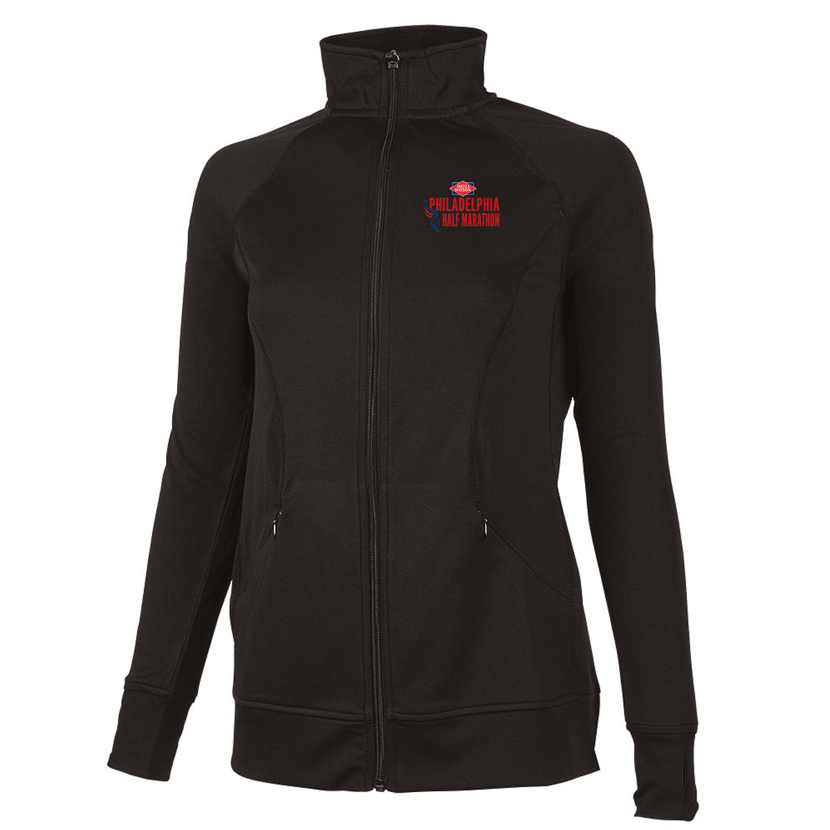 Fitted Tech Zip Jacket -Black- D&W Embroidery