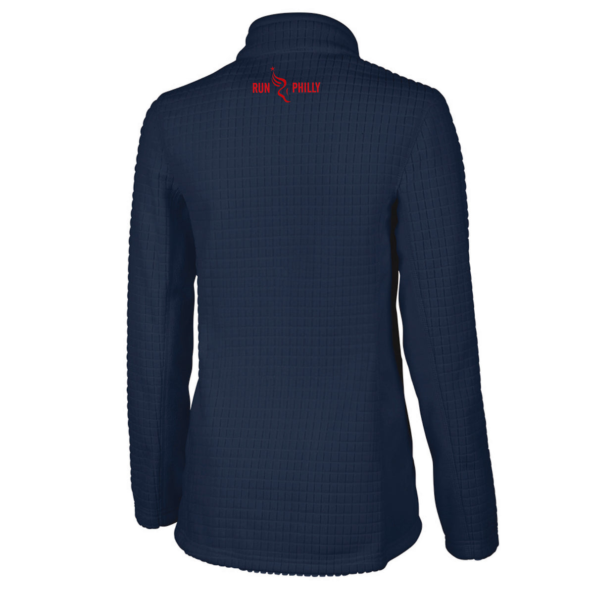 Fitted Textured Zip Jacket -Navy- D&W Embroidery
